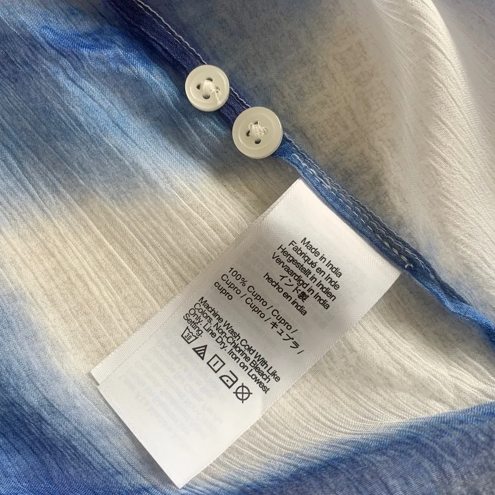 J Crew Garcon classic fit sheer blouse blue and white size 12